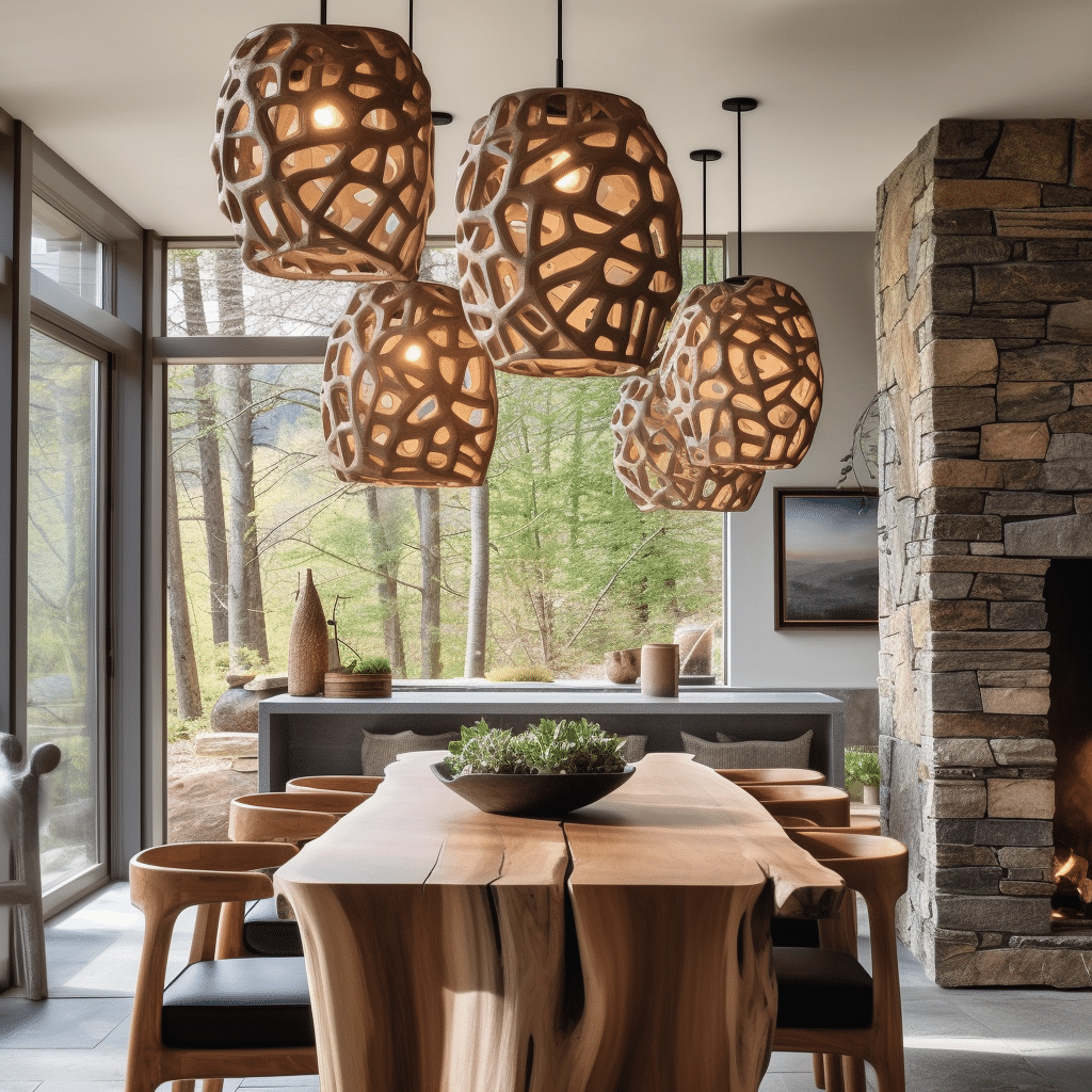 Interior design lighting natural wooden fixtures